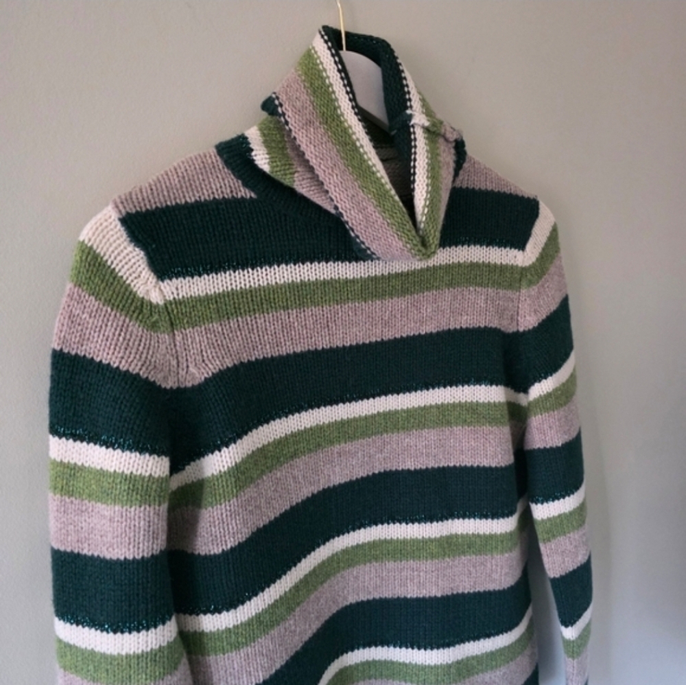 American Eagle M Y2K Preppy Rory Gilmore Striped Lambswool Knit Turtleneck - Picture 6 of 13